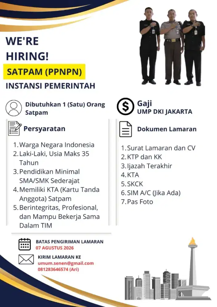 Lowongan SatPam Instansi Pemerintah