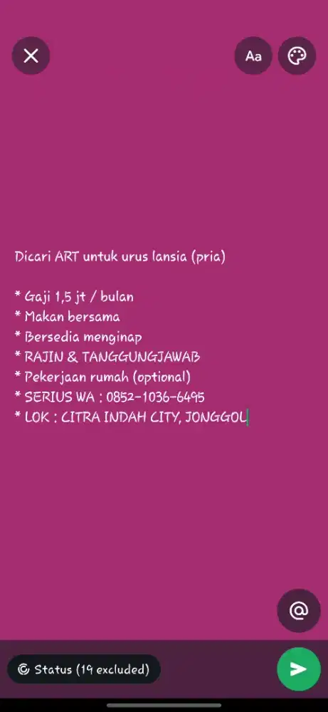 DIBUTUHKAN ART UNTUK URUS LANSIA