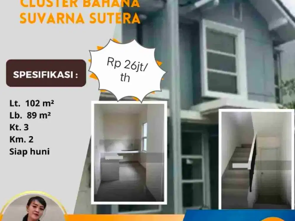 Rumah 2 Lantai Siap Huni Bahana lt. 6x17 Suvarna Cikupa Tangerang