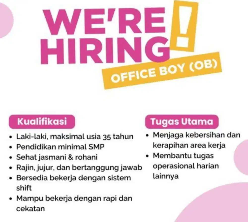 DIBUTUHKAN OFFICE BOY