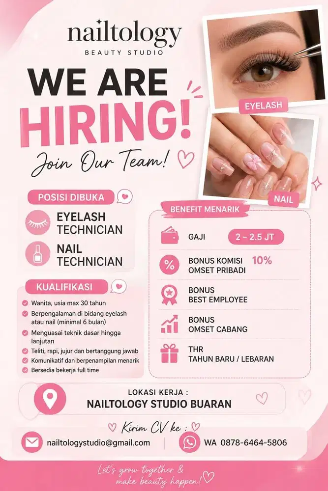 NAILTOLOGY STUDIO LOWONGAN NAIL/EYELASH THERAPIST