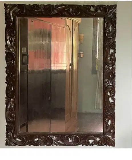Cermin Dinding Ukir Kayu Jati | Hand Carved Teak Mirror