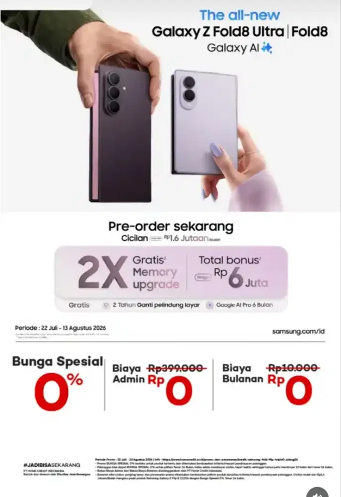 PreOrder Samsung GalaxyZ Fold 8 Ultra cicilan Homecredit