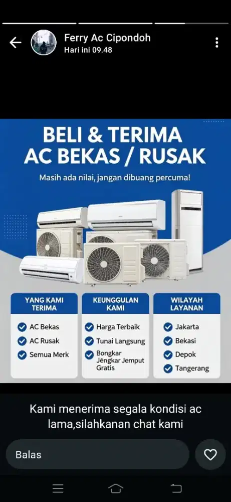 Service ac dan terima jual beli ac second segala jenis