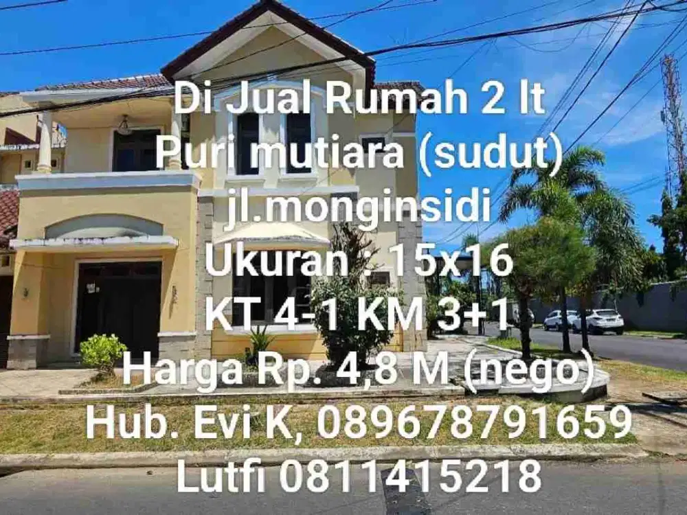 Dijual Rumah 2 lantai di Perum Puri Mutiara Jl. Monginsidi Baru Makassar (posisi sudut)