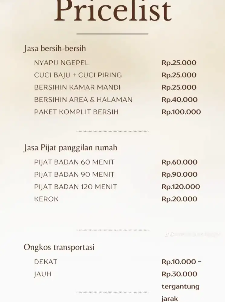 Jasa asisten jasa bersih bersih