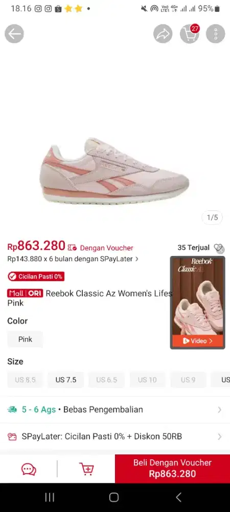 SEPATU REEBOK WOMEN AND MAN 2026