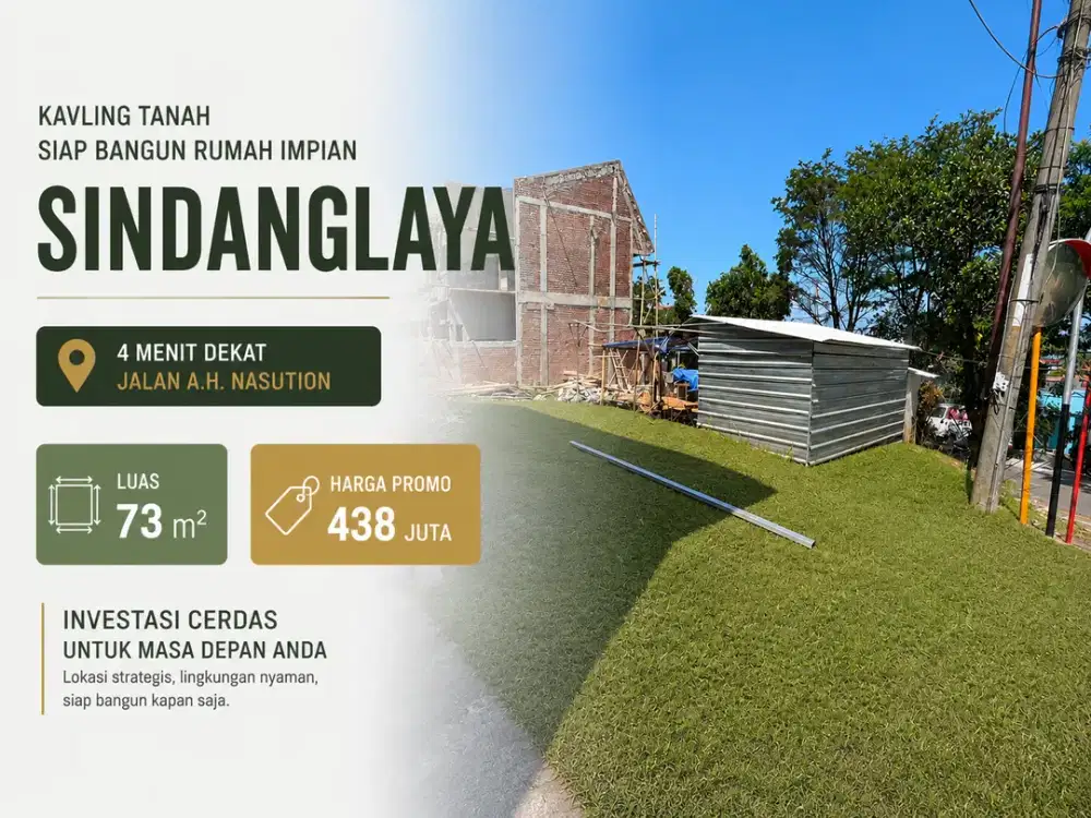 Kavling SHM Pecah 73 m² 4 Menit dari Jalan A.H. Nasution Sindanglaya Kota Bandung