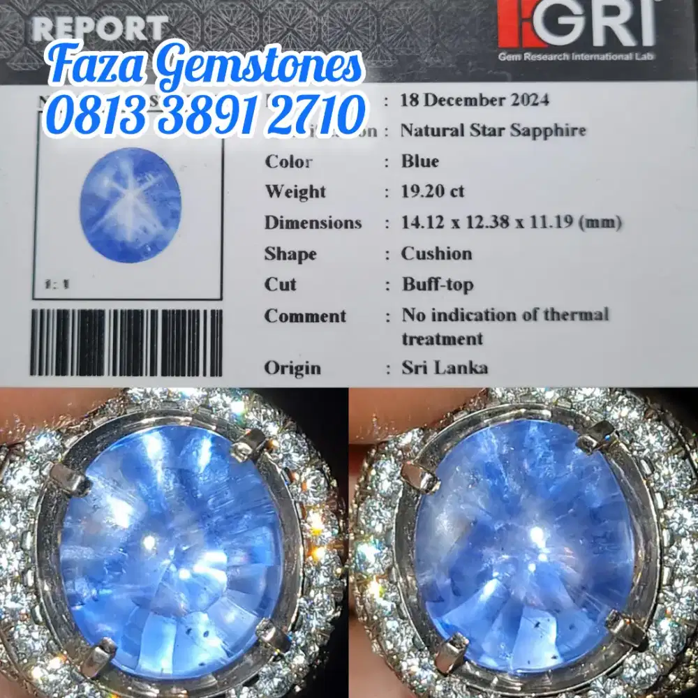 Kolektor Size, No Heated Blue Star Sapphire Srilanka, Super Glowing