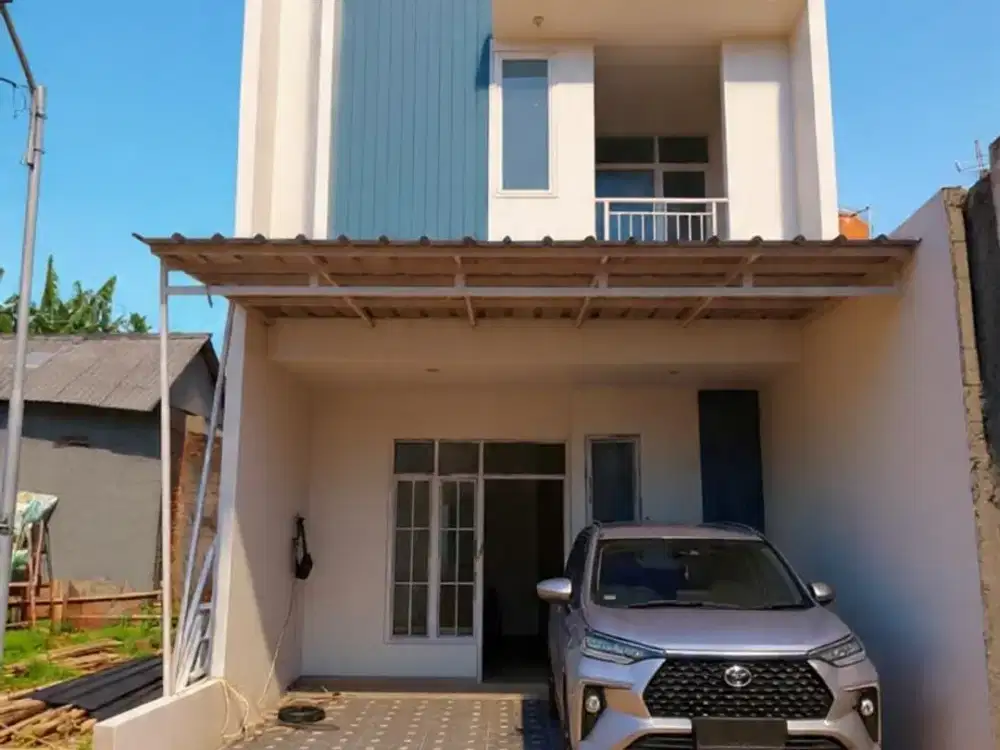 hunian impian milenial, rumah scandinavian 2 lantai lengkap balkon dan kanopi carpot