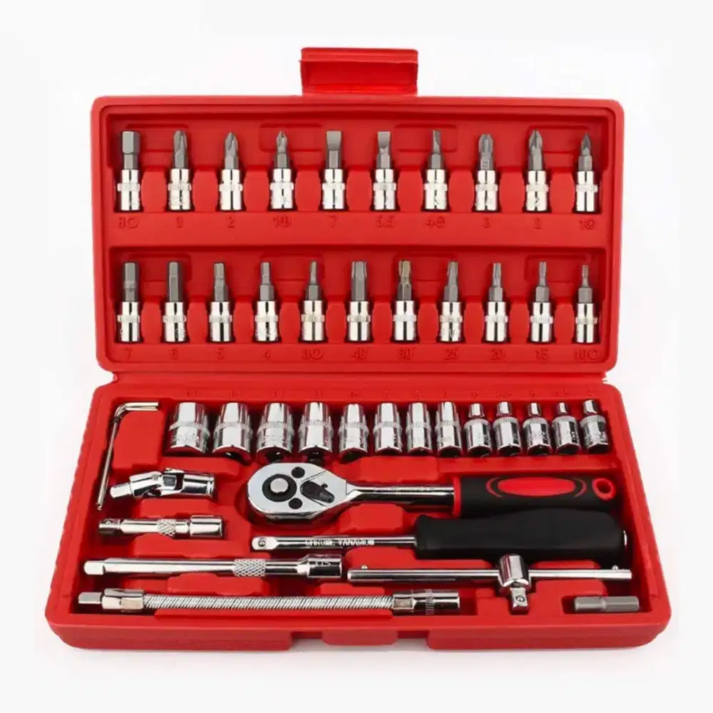 Set kunci sok kunci shock 46 pcs mobil motor lengkap