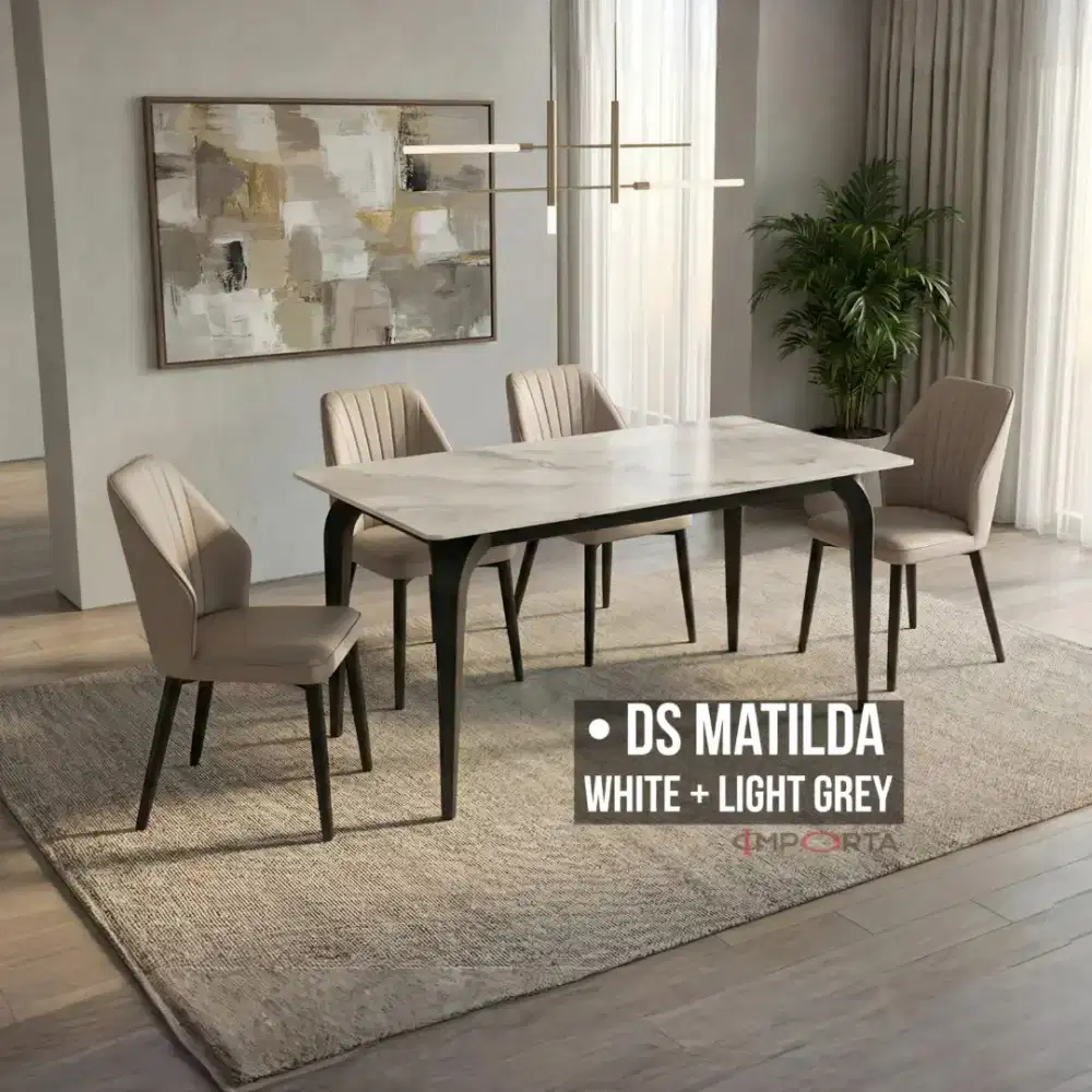 Meja Makan Importa DS Matilda White + Light Grey