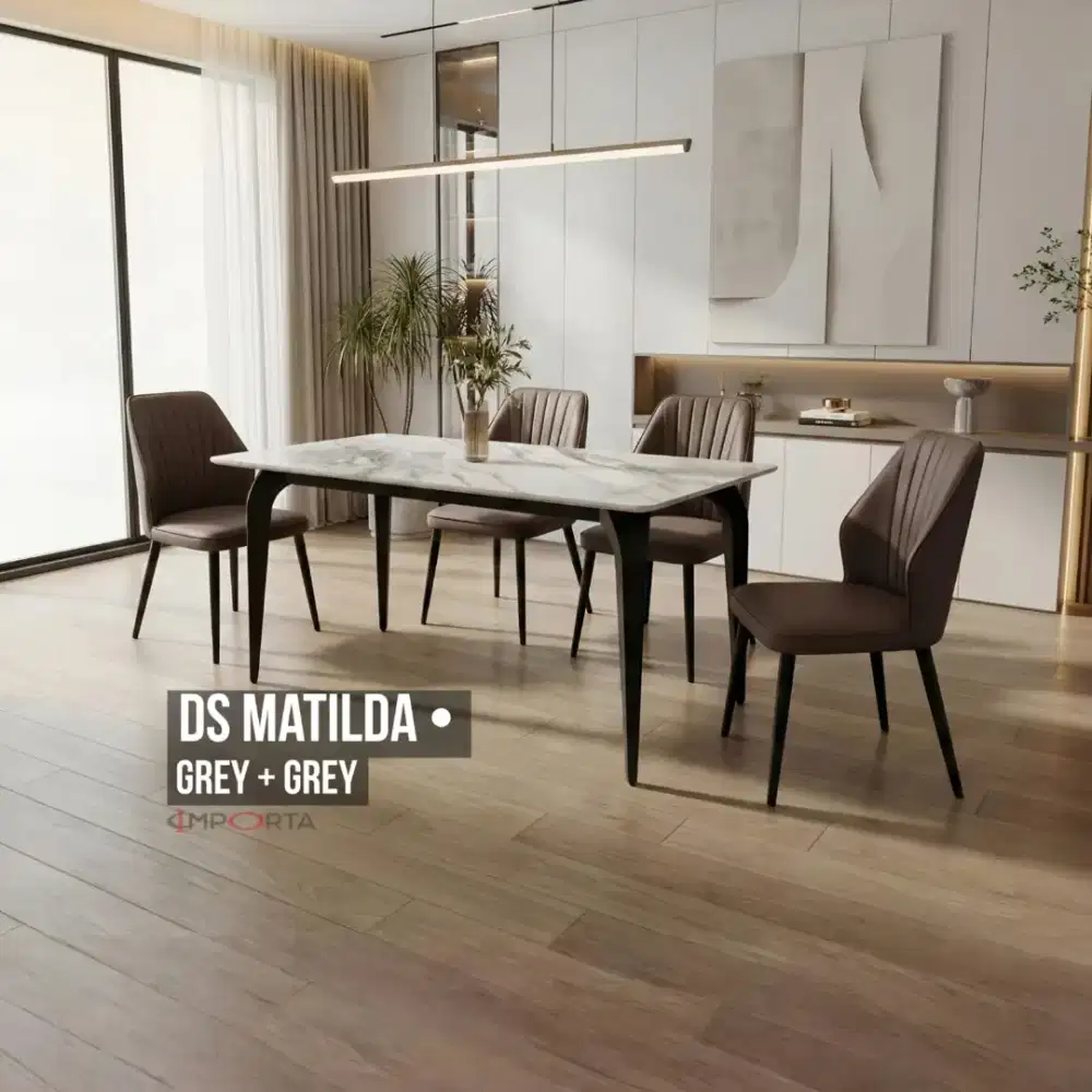 Meja Makan Importa DS Matilda Grey + Grey