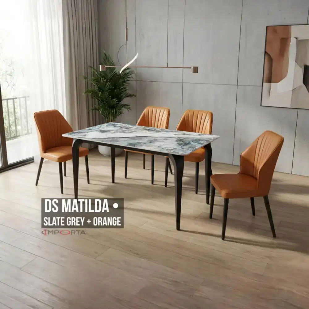 Meja Makan Importa DS Matilda Slate Grey - Orange