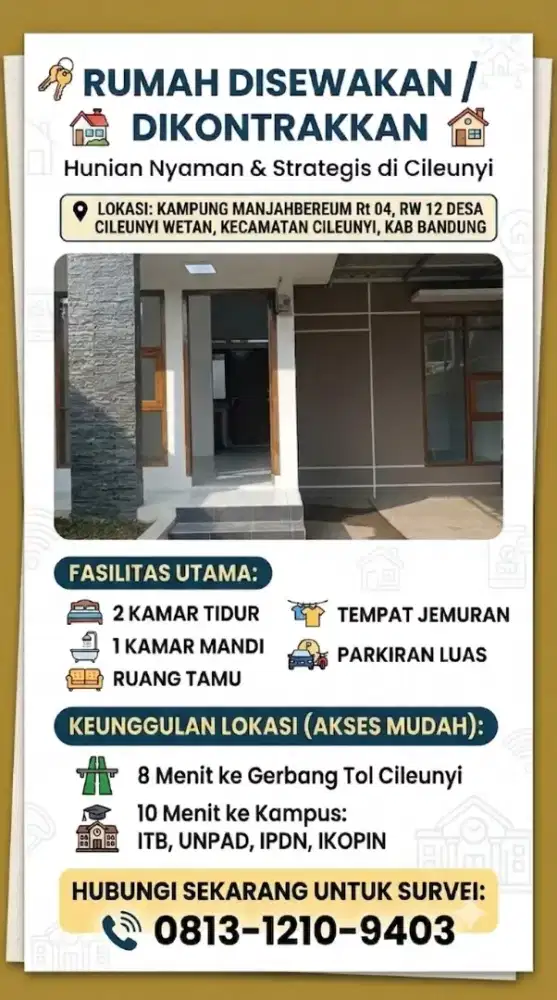 Disewakan/Dikontrakkan Rumah
