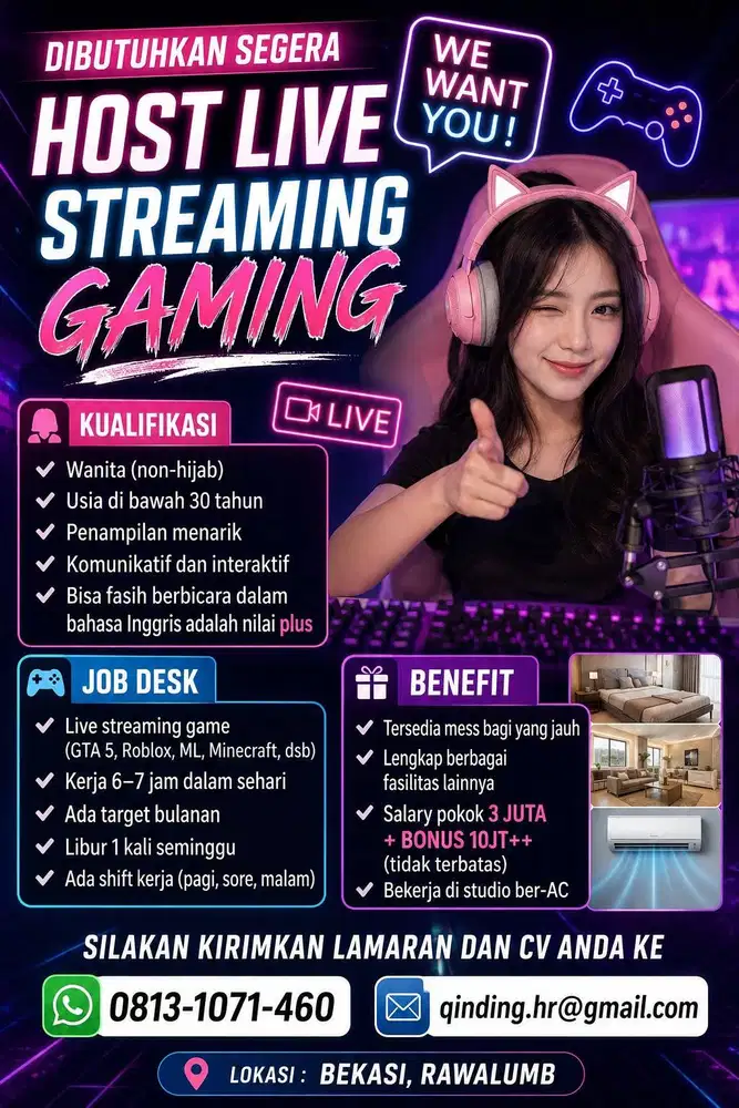 LOWONGAN HOST LIVE GAMING