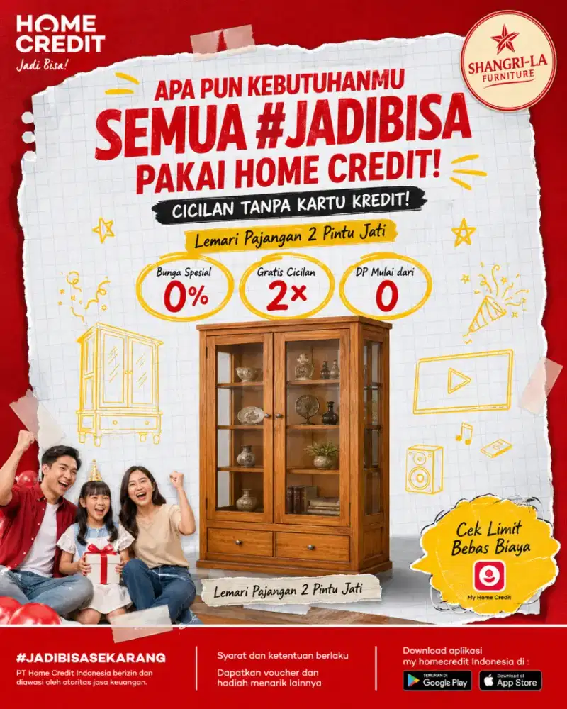 PROMO KREDIT LEMARI PAJANGAN 2 PINTU JATI TERMURAH SEKOTA PALEMBANG