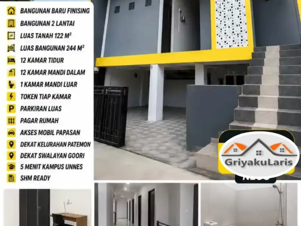 Rumah kos proses finishing dijual murah patemon UNNES 2 lantai