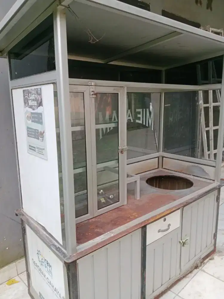 Gerobak mie ayam alumunium stainless siap pakai