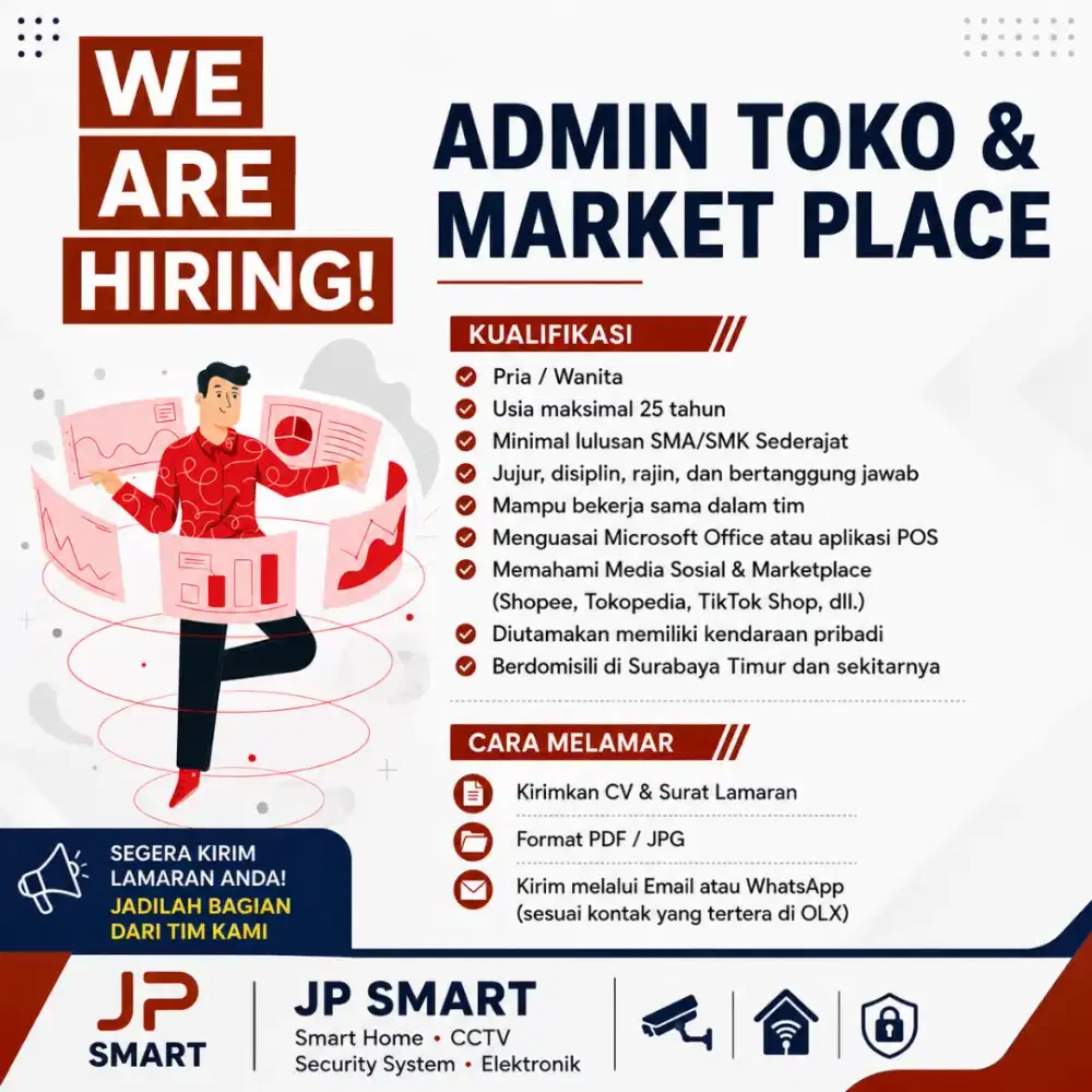 Pegawai Toko Admin Market Place Olshop Surabaya