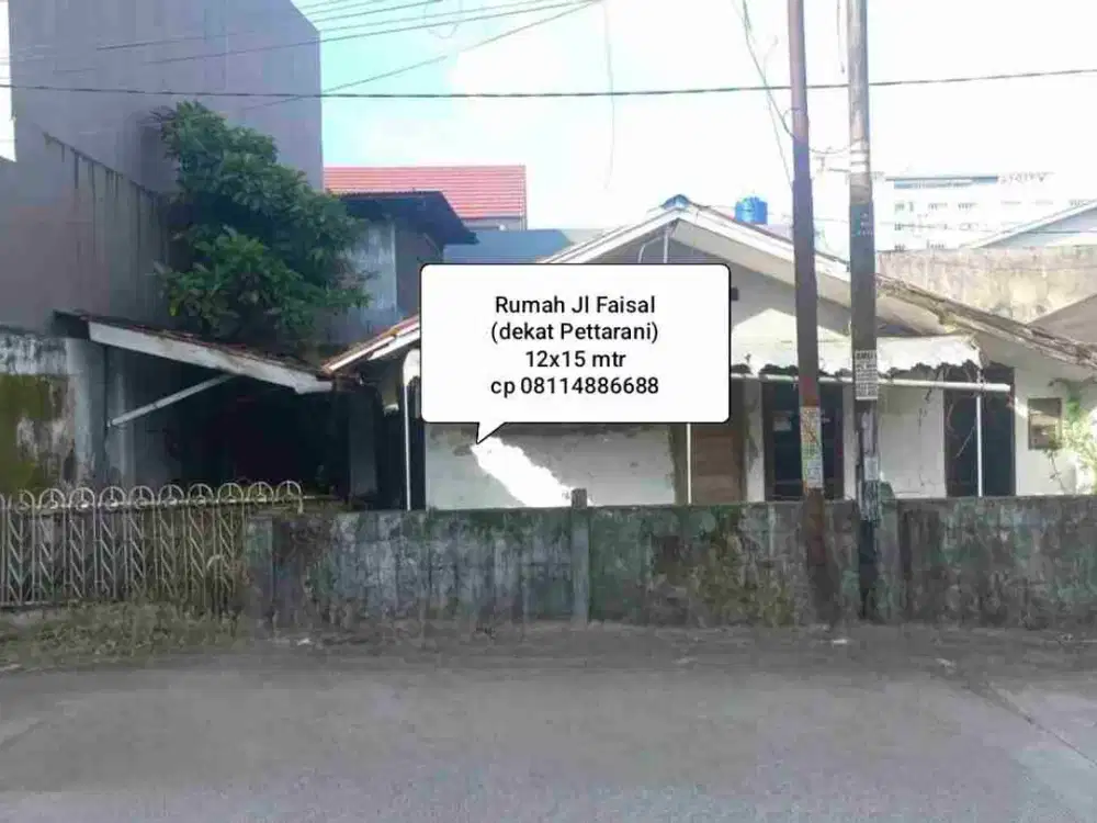 Rumah jl Faisal dekat Pettarani Panakukang Makassar 12x15 mtr