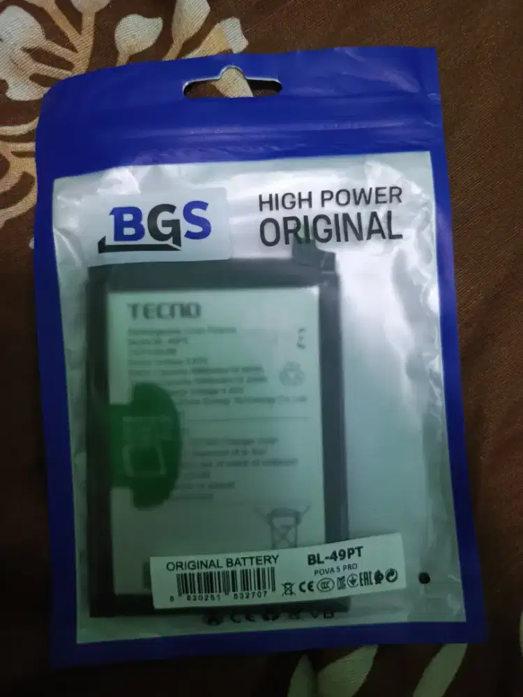 Baterai Tecno pova 5 pro Masih baru belom dipakai
