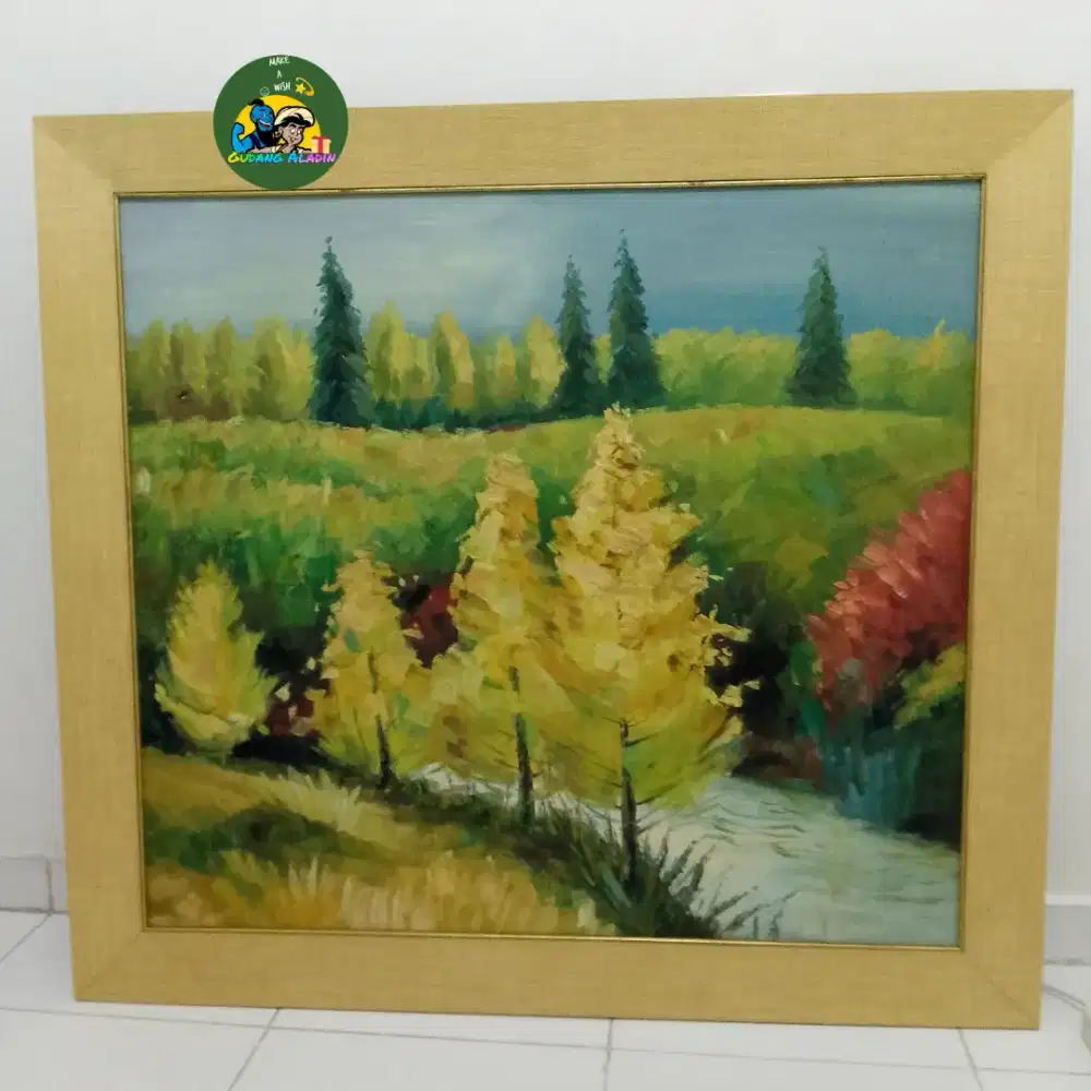 Lukisan  Pinus & Frame Kayu Import (Vintage)
