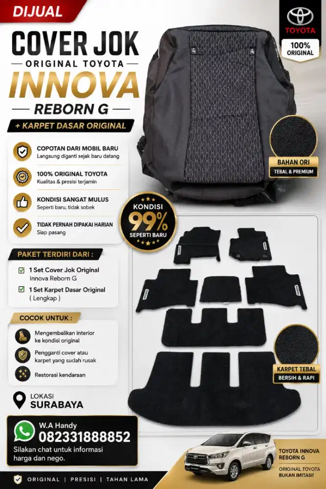 Cover jok + karpet ori innova Reborn G 2026