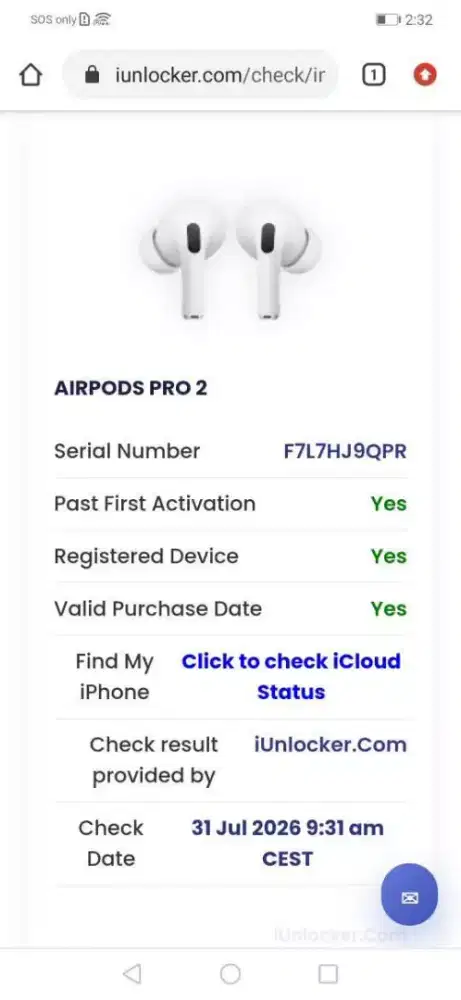 AIRPOD PRO 2 Kotak Case Charging Original
