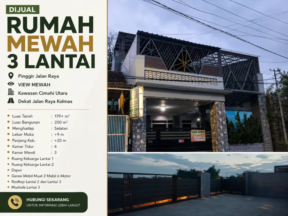 JUAL CEPAT RUMAH MEWAH DI CIMAHI UTARA LOKASI PINGGIR JALAN KOLMAS