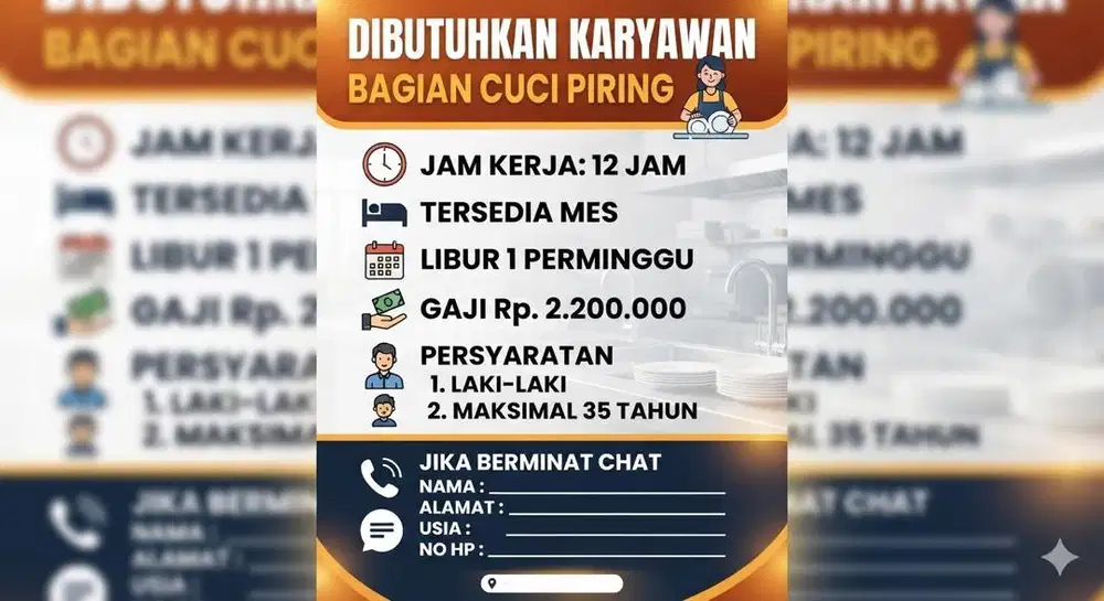 Lowongan kerja cuci piring