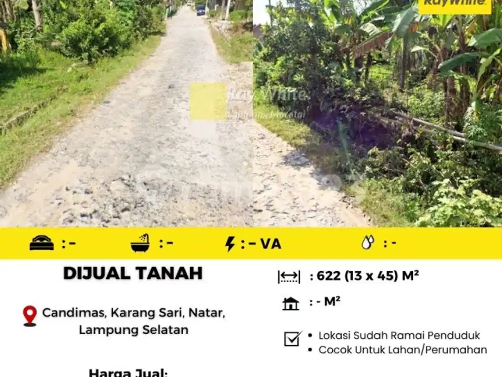 Dijual Tanah yang Berlokasi di Candimas, Karang Sari, Natar, Lampung Selatan