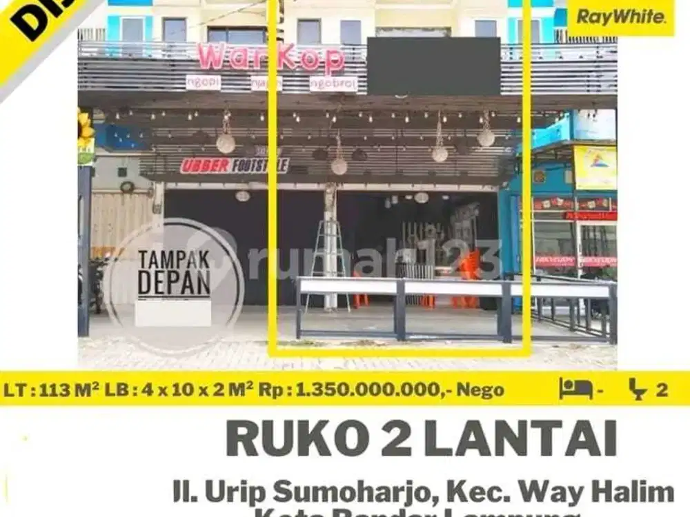 DIJUAL CEPAT RUKO DI JL.URIP SUMOHARJO WAY HALIM KOTA BANDAR LAMPUNG