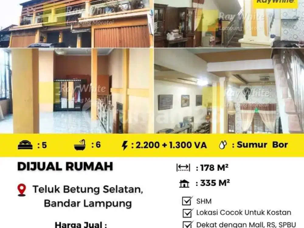 DIJUAL CEPAT RUMAH 3 LANTAI DI TELUK BETUNG SELATAN