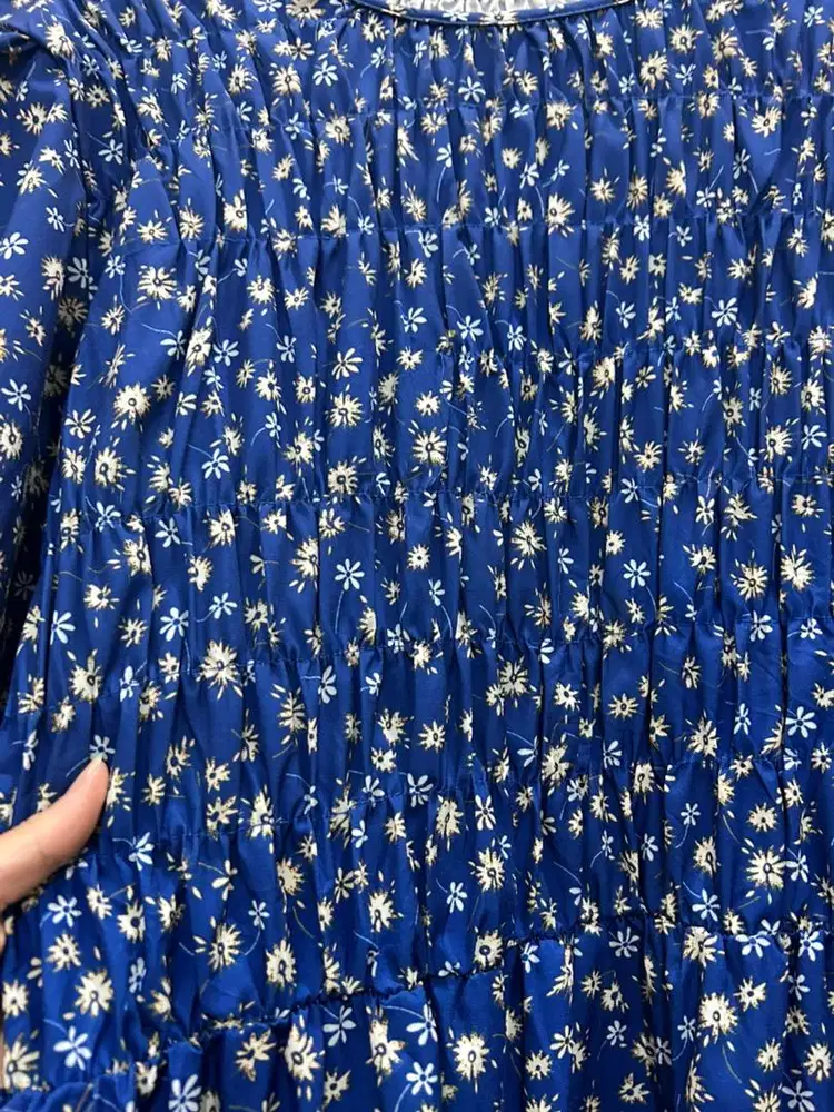Dress biru motif bunga