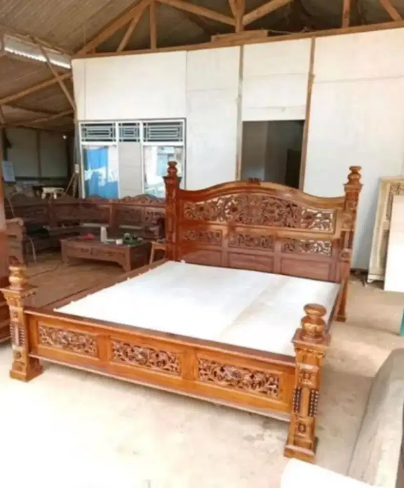 Dipan Jati Asli 180 x 200 King Size Kokoh Murah - Nego Babelan Bekasi