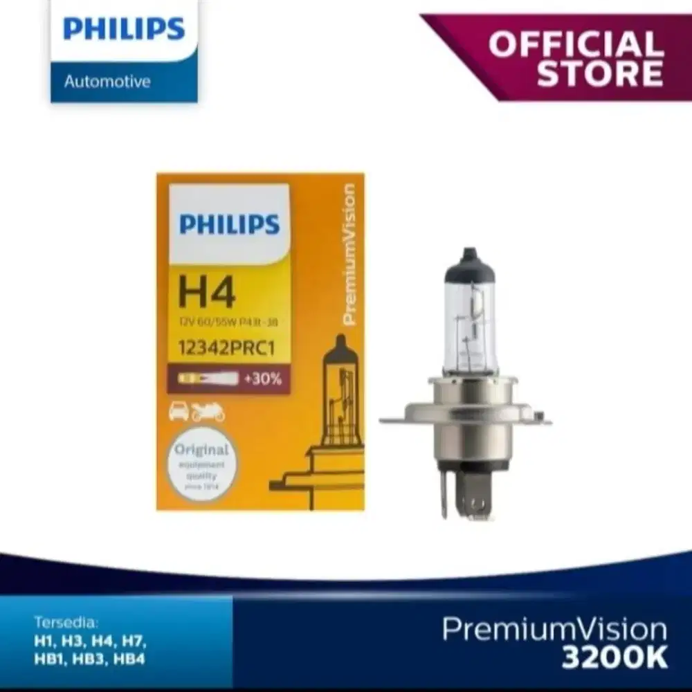 Lampu Philips H4 Premium Vision 12V 60/55W Hologen