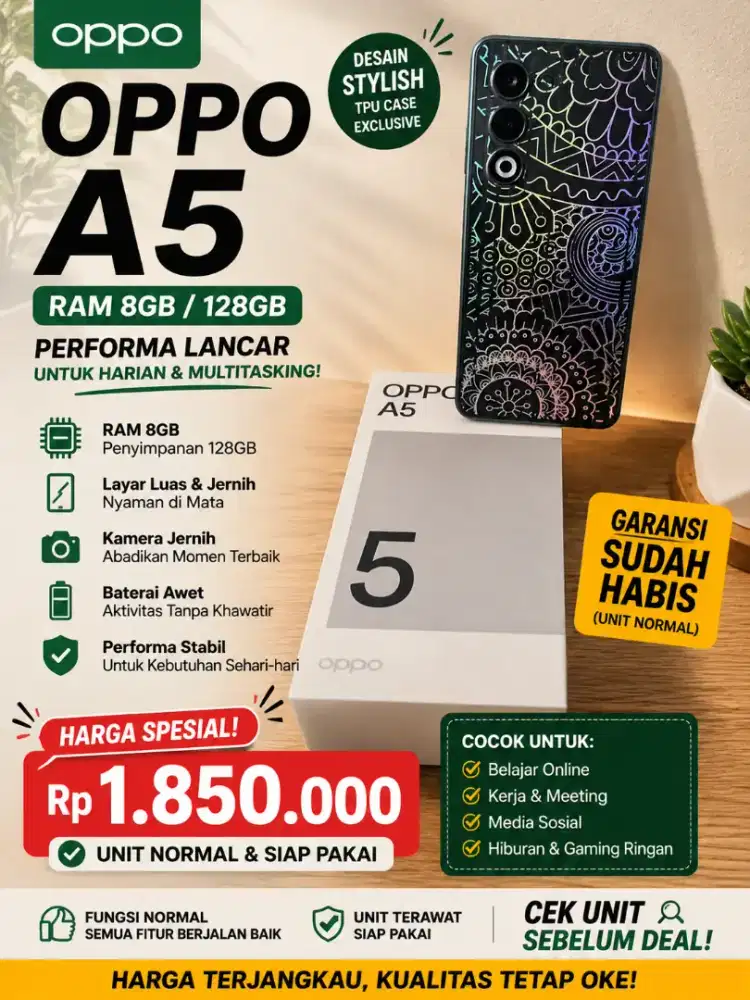 OPPO A5 RAM 8/128 Murah Banget – Mulus Siap Pakai – Bekasi