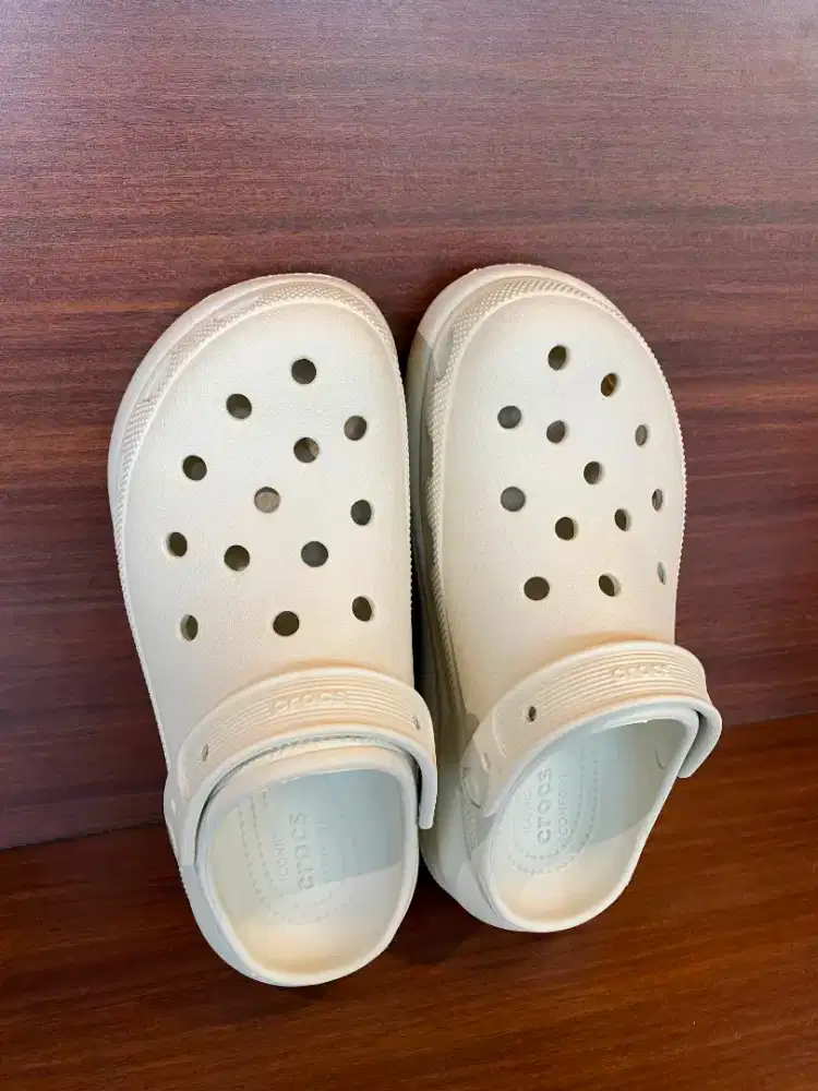 Sendal pria CROCS Original putih krem grey bone Second like NEW