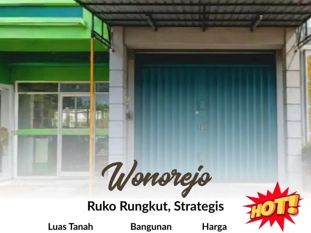 Ruko Wonorejo, Nol Jalan, Strategis, Murah