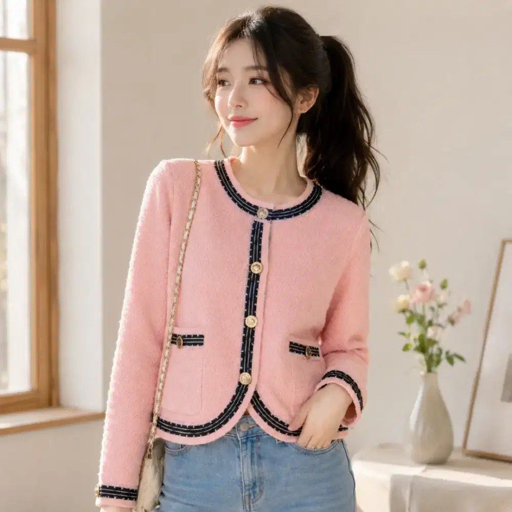 Cardigan Knit Wanita Premium Soft Pink
