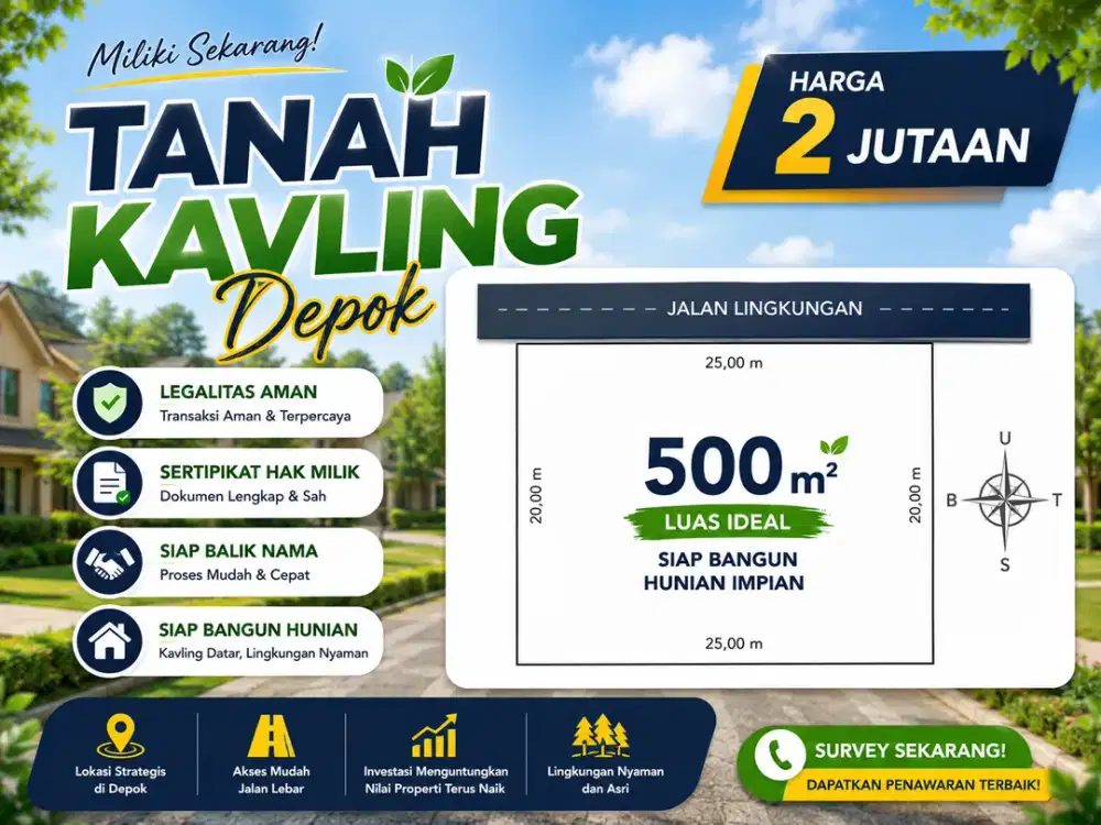 Tanah Kavling SHM Dekat Terminal Pondok Cabe, 2 Jt-an