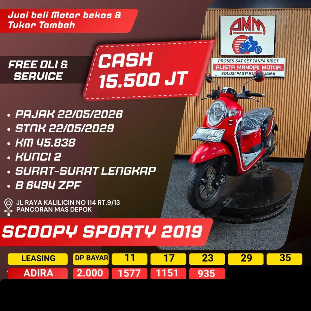 SCOOPY SPORTY 2019 KUNCI 2 SPAYLATER KREDIVO CC 0% CASH/KREDIT ALISTA
