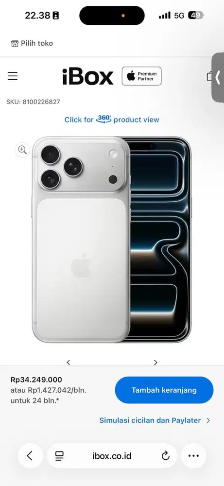 Jual New Iphone 17 Pro Max 1TB IBOX warna Silver