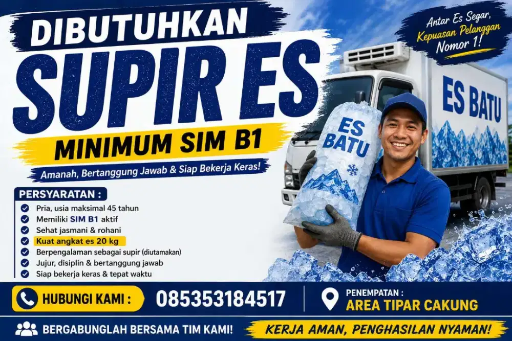 Dicari supir untuk antar es