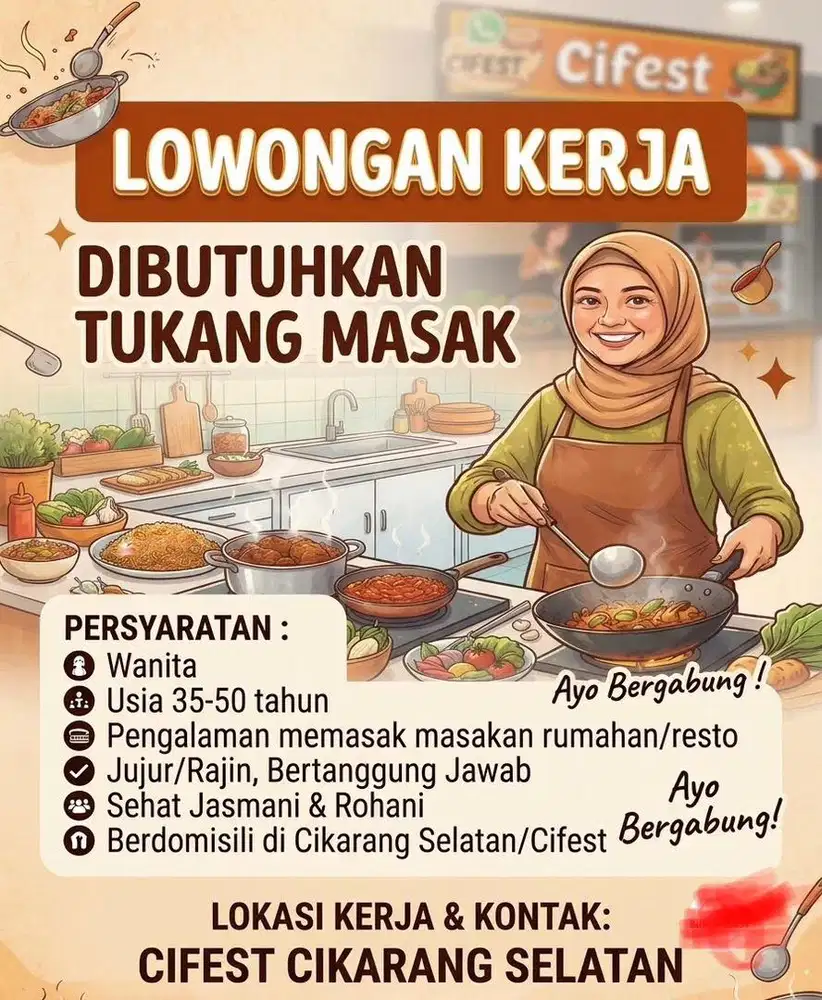 Loker untuk yang bisa memasak