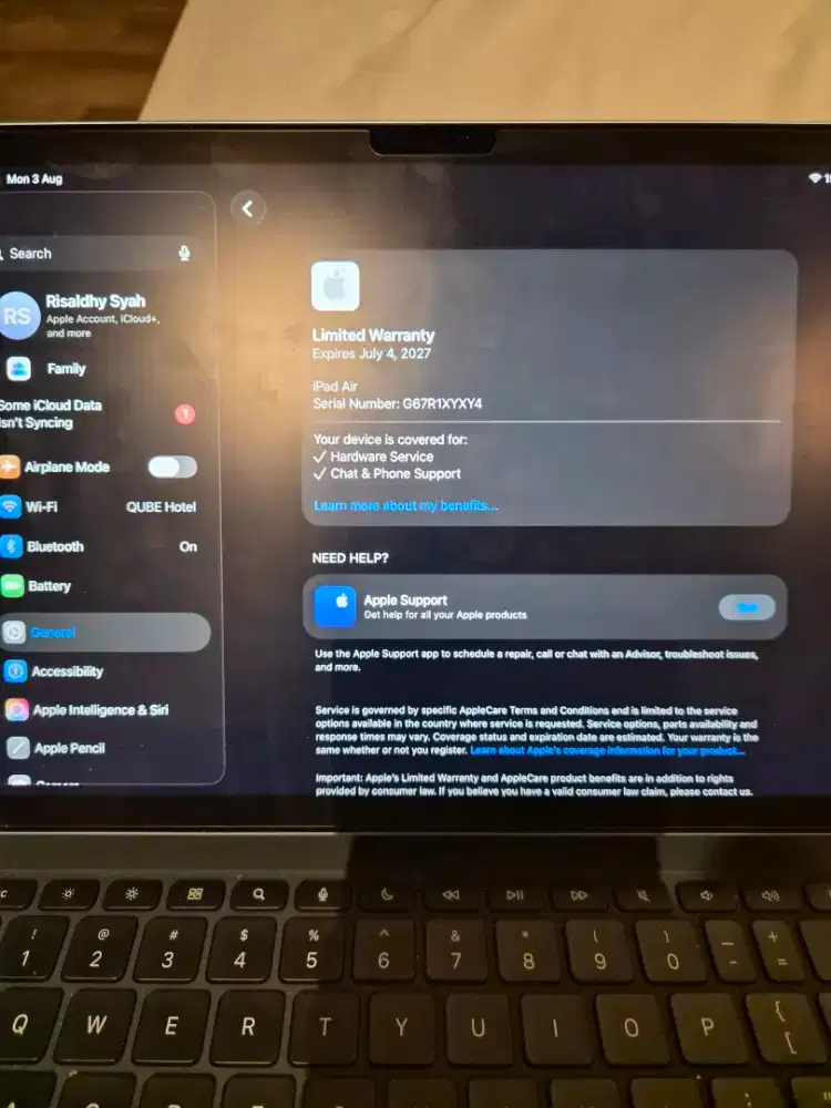 Jual ipad air 11 inch (M4)256 gb + flying keyboard