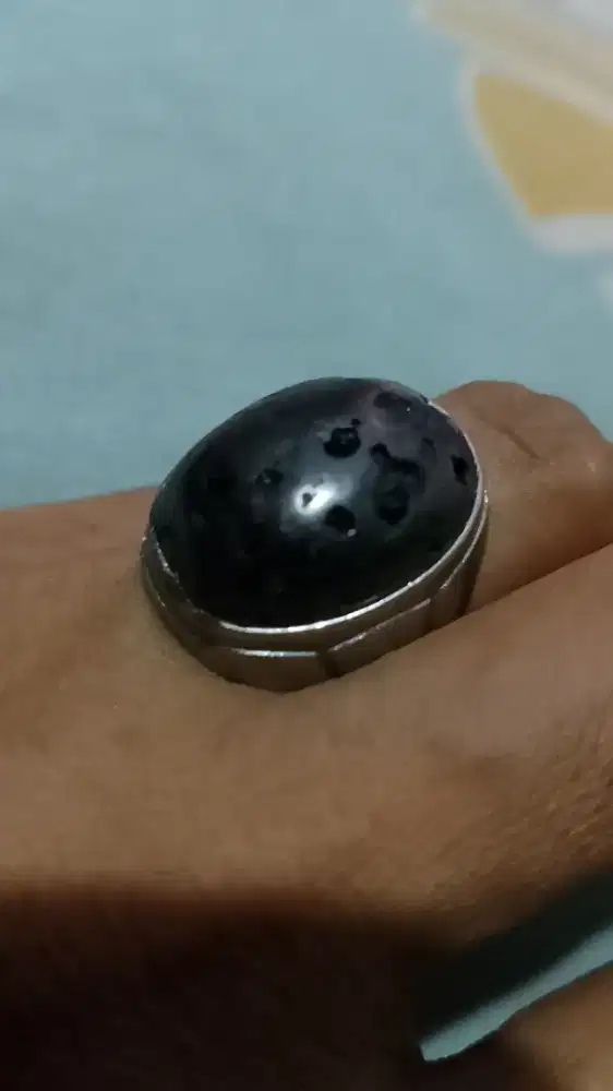 Batu badar besi lawasan bolong2 asli sakral ring titanium 7