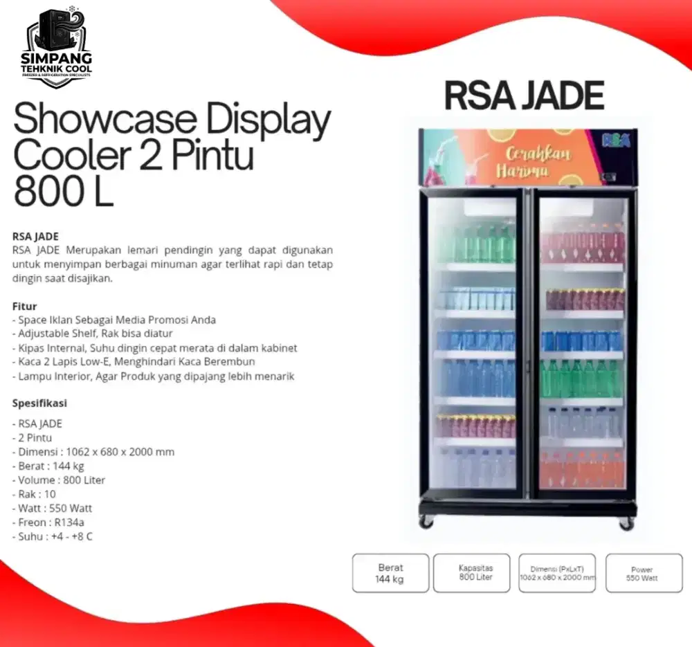 Showcase Chiller RSA TERBARU 800L