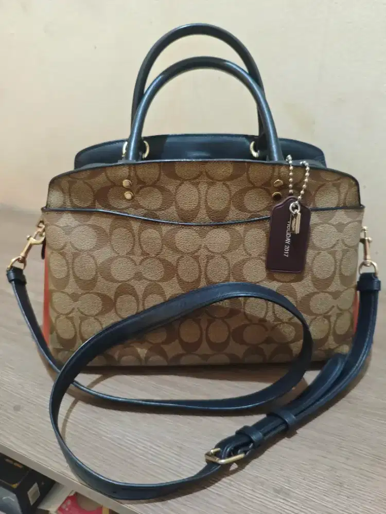 tas preloved COACH Lillie Carryall Satchel Colorblock Signature Canvas